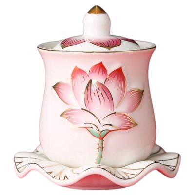 新款供杯陶瓷莲花佛前圣水杯供奉观音供水杯佛具用品供佛净水杯