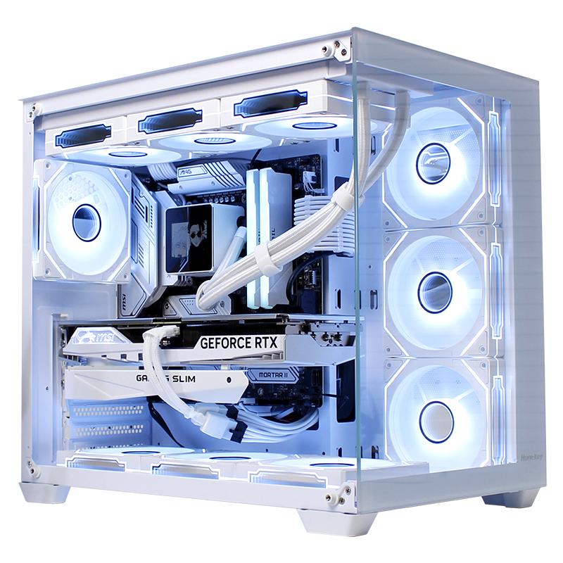 航嘉S980/S960海景房機(jī)箱電腦臺(tái)式主機(jī)atx側(cè)透全視版matx白色水冷