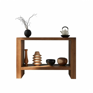 侘寂风实木复古入户玄关桌中古风民宿玄关柜条案玄关台走廊置物架