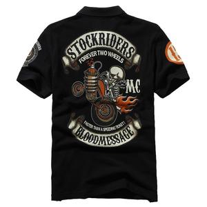 新款夏装潮货哈雷摩托POLO衫青少年珠地棉翻领T恤摇滚机车男短袖