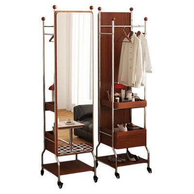 中古风实木可旋转移动全身镜子