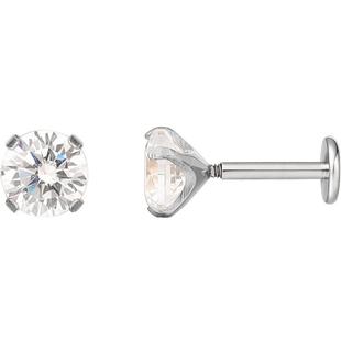 CrazyRabbit 医学耳骨钉钛合金耳钉耳蜗耳饰平底锆石鼻钉唇钉插针