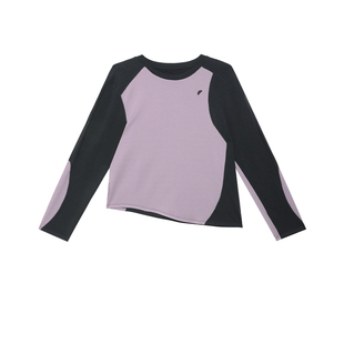 半圆原创设计女装[运动2026春秋宽松休闲不对称撞色长袖T恤女上衣