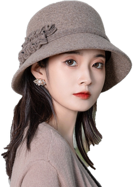 羊毛帽子冬季女显脸小百搭渔夫帽