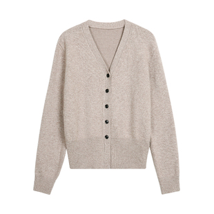 pusumede 格织晚意 1OO羊毛V领开衫外套女气质宽松短款针织衫上衣