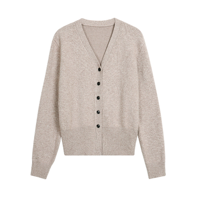 格织晚秋100%羊毛V领开衫外套