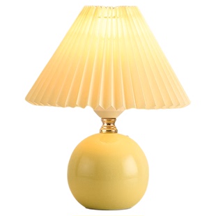 台灯卧室床头灯百褶小夜灯小奶灯北欧高级感桌面床头柜氛围灯