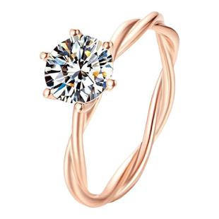 周大同款时尚指环玫瑰金藤蔓钻戒莫桑石婚戒1克拉小众简约戒指女