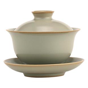 景德镇汝窑三才盖碗茶杯高档大号陶瓷泡茶碗三件套不烫手单个茶具