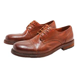 三接头商务正装男士皮鞋真皮固特异男手工鞋棕色休闲马皮男鞋