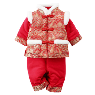 宝宝抓周礼服新款冬季唐装中式男女童拜年服周岁宴礼服过新年套装