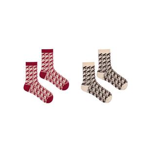 ubras红系列-复古千马纹纯棉袜子女款中筒袜本命年生肖红袜马年