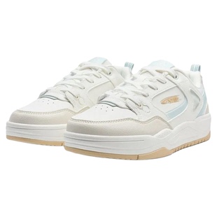 特步云帆板鞋女2025春季新款小白鞋皮网运动休闲板鞋975318310060