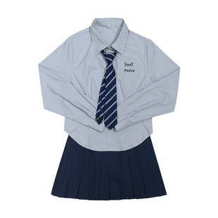 车厘子jk原创【禁忌女孩】条纹收腰衬衫女短长袖衬衣jk制服套装