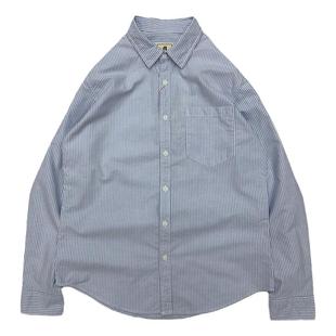 日式阿美咔叽日系复古青年衬衫男全棉牛津纺细条纹宽松长袖女衬衣