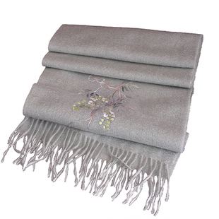 蜀绣羊绒围巾手工刺绣高端保暖成都特色送家人朋友客户伴手礼礼物