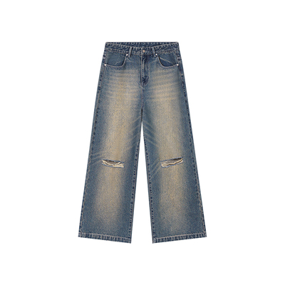 FORNINES2025夏季破洞牛仔裤