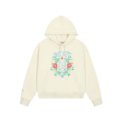 小花水彩印花连帽卫衣