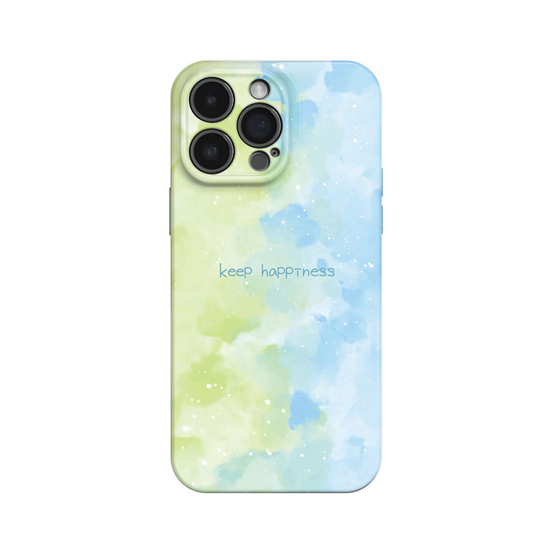春夏交替~蓝绿渐变水彩梦幻适用iPhone16/15promax手机壳华为mate60小米14OPPOreno12苹果13vivox200一加ACE3