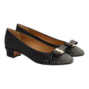 【新品】FERRAGAMO菲拉格慕女士水晶玻璃装饰Vara蝴蝶结高跟鞋
