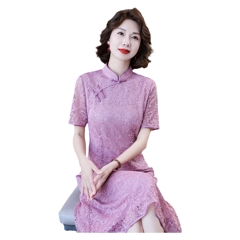 迪芬璐嘉气质优雅日常蕾丝旗袍女