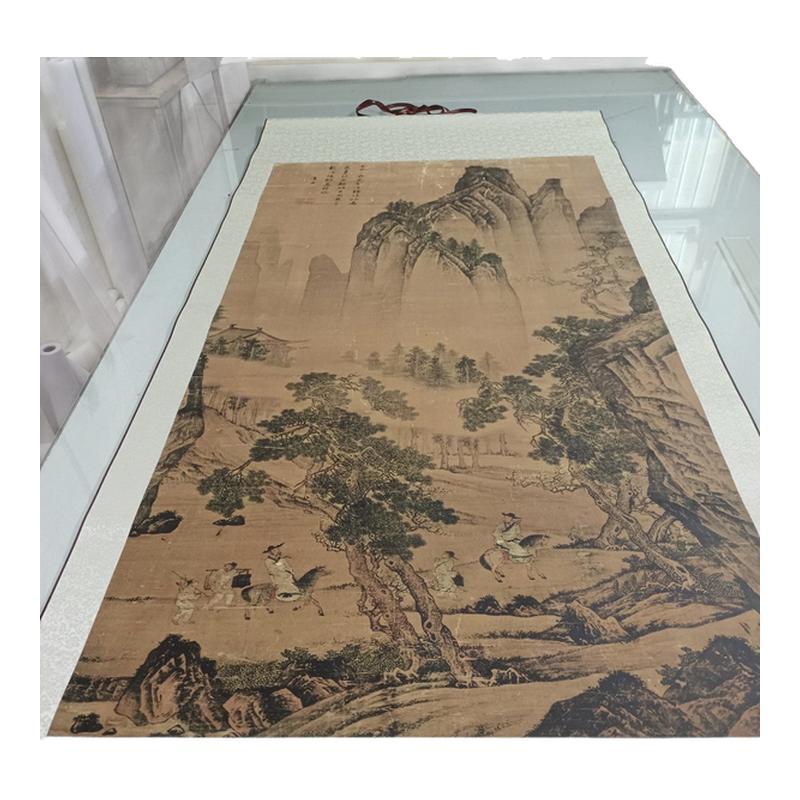 古代书法唐寅松林扬鞭图仿古山水人物国画复制品真迹微喷宣纸装饰