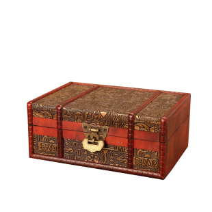 复古密码盒子保险箱首饰收纳盒证件带锁储物百宝箱仿古木匣小箱子
