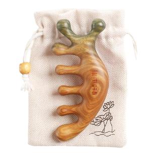 老爸评测头皮按摩梳头部经络梳绿檀檀木梳子女士送礼长辈