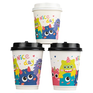 咖啡杯子一次性加厚家用外带带盖高档耐高温豆浆奶茶热饮纸杯定制