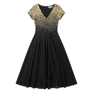 Chiffon patchwork lace evening dress    雪纺拼接蕾丝晚礼服女