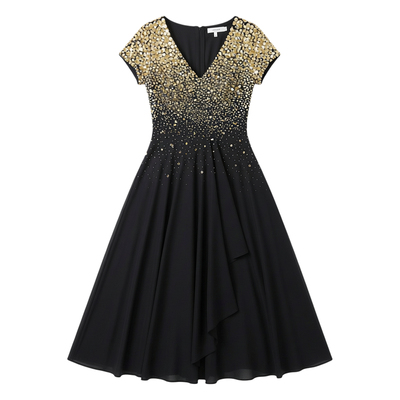 Chiffon patchwork lace evening dress    雪纺拼接蕾丝晚礼服女