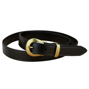 皮带女真皮头层纯牛皮黑色简约百搭品牌腰带金扣装饰配裙牛仔裤带