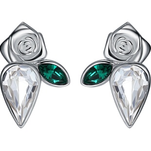 伊泰莲娜S925银耳钉简约仿水晶耳饰 日韩版个性气质玫瑰花耳钉