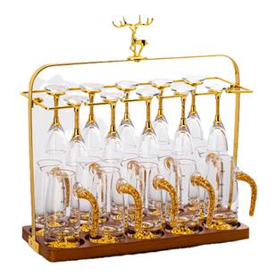 高档轻奢水晶玻璃白酒杯套装家用中式高脚一口小酒杯子分酒器酒具