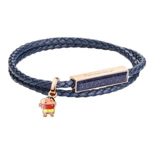 香港代购Crudo Leather蜡笔小新编织皮手链贝母情侣手绳生日礼物