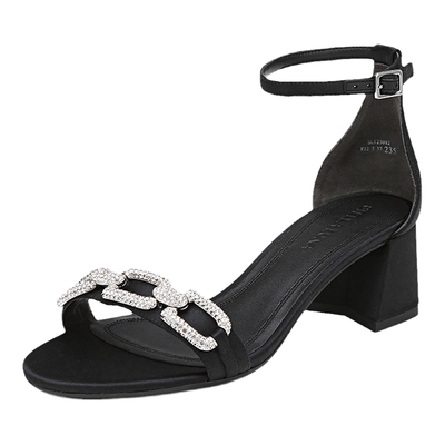 水钻沙丁布一字带凉鞋