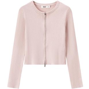 森马针织开衫女短款紧身显瘦正肩气质秋季温柔系纯色圆领上衣百搭