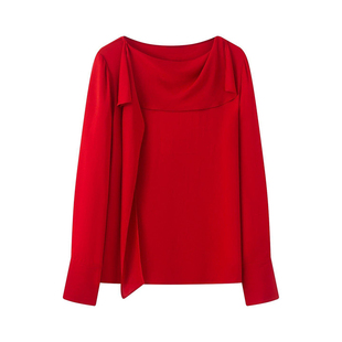 艾诺丝国内代购2026春季新款圆领飘带时尚长袖衬衫上衣女BR501174