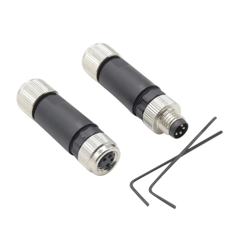 电缆防水连接器M8 3P4P公母插头现场安装螺钉压线航空插头