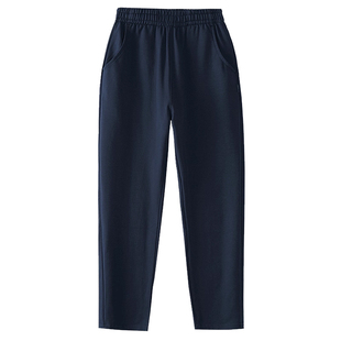 儿童运动裤藏青深蓝色男童加绒直筒裤宽松中小学生运动校服裤冬季