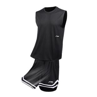 李宁运动套装男款速干篮球服青少年跑步背心短裤无袖夏季新款冰丝