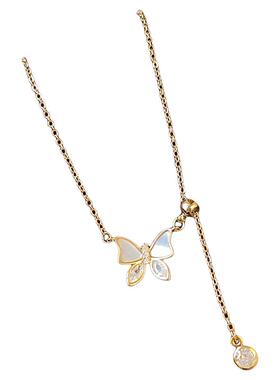 古里雅金色蝴蝶锆石项链高级感