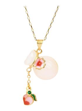 厂直销原创设计珐琅彩绘钱袋铜钱项链复古仿玉石项链个性女颈饰品