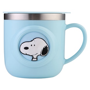 史努比儿童水杯家用牛奶杯男童316不锈钢带刻度敞口喝水防摔直饮