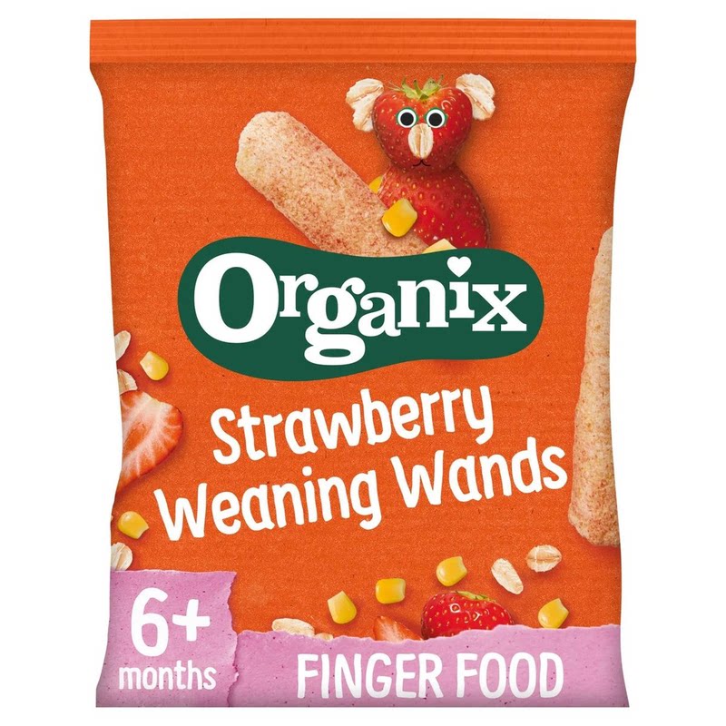 Organix香港进口有机士多啤梨Strawberry婴儿泡芙棒零食5包优惠装