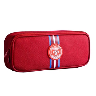 得力学院风笔袋大容量简约牛津布铅笔盒小学生用初高中生文具盒