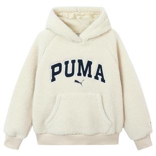 PUMA彪马女童卫衣秋冬新款中大儿童羊羔绒上衣厚款青少年连帽衫潮