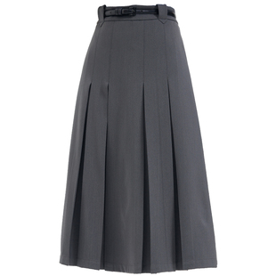 图曼朵灰色百褶裙半身裙女小个子高腰答辩穿搭职业通勤西装裙半裙