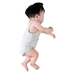 包屁衣夏婴儿吊带新生男孩女宝宝哈衣薄款无袖背心莫代尔连体爬服