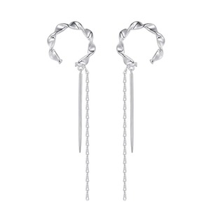 银色长款流苏耳夹2026新款爆款高级感耳骨夹无耳洞耳环耳钉女耳饰